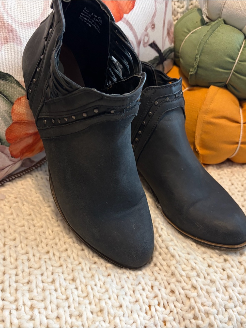 Sugar Black Women's Ankle Boots with Stud Detail
